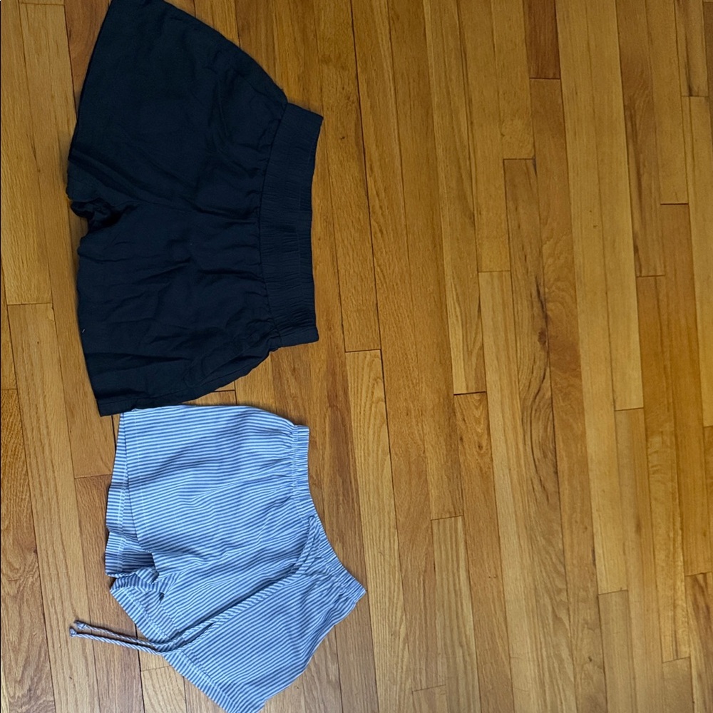 DUO : Black and Blue Striped Women's Shorts